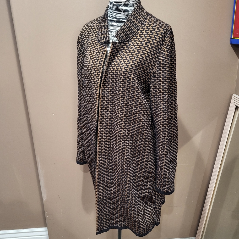 Ann Taylor Factory Long Geometric Patterned Open Front Duster *3/$30 Sale*